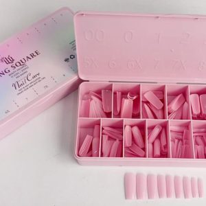 Uñas pres on efecto acrílico cuadrada rosado por 300