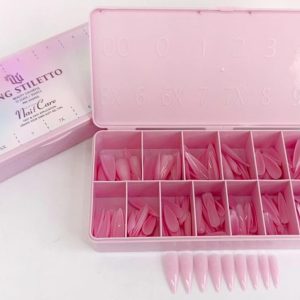 Uñas pres on efecto acrílico estileto rosado por 300