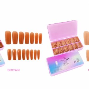 Uñas efecto acrilico nude y brown cuadrada largas por 600