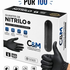 Guantes de nitrilo negro por 100
