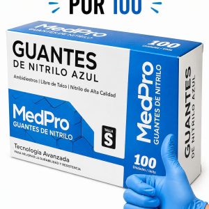 Guantes de nitrilo azul por 100