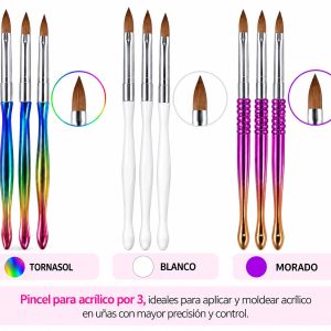 pinceles de acrílico por 3